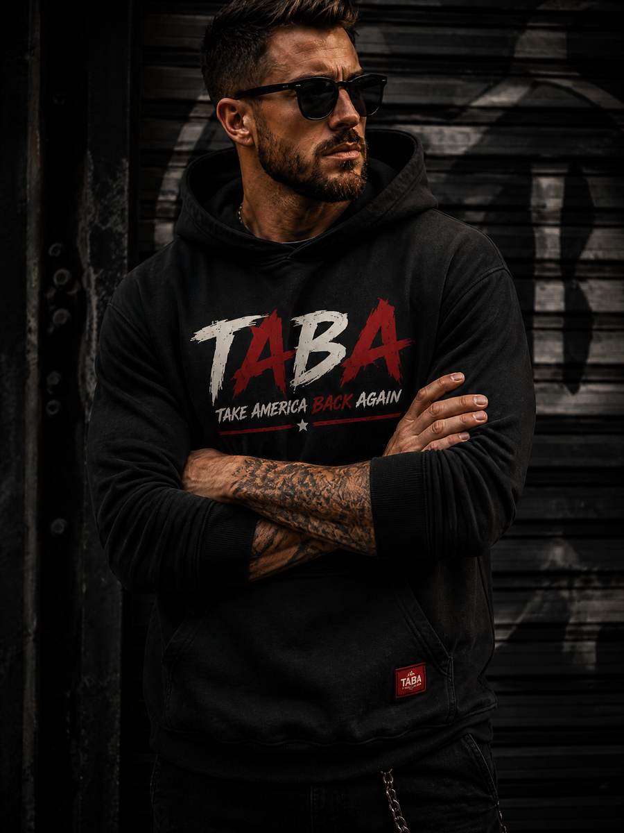 Supporter wearing the black TABA hoodie